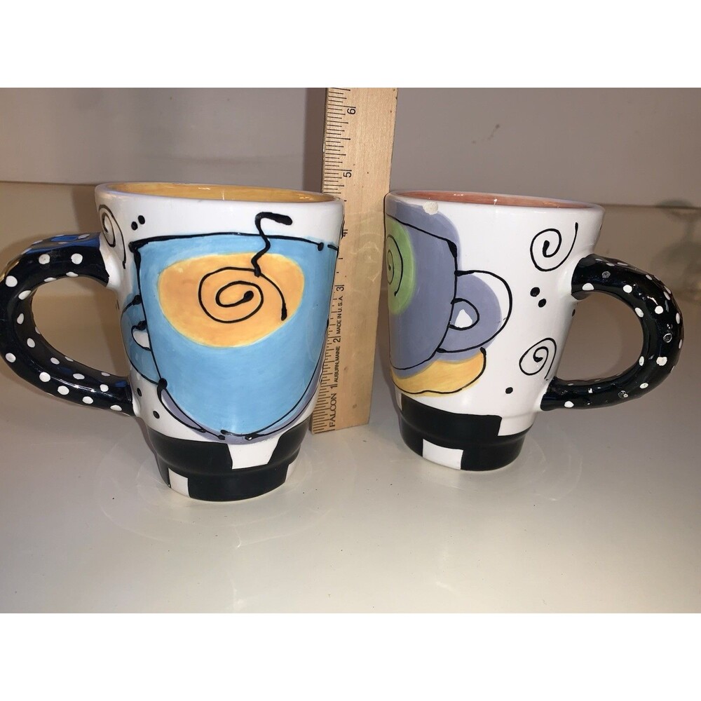 Pair (2) With Love Joanne -  Lotus Coffee Cups Mugs Custom Design 4 1/2" high